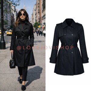 Classic | Banana Republic Black Knee-Length Trench Coat | Spring Corpcore | Sz M